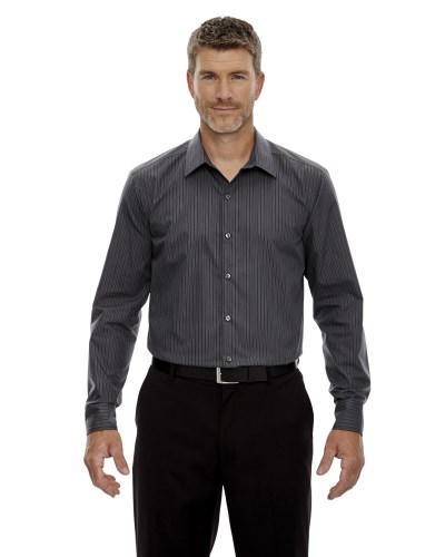 Ash City - North End 88674 Men's Boardwalk Wrinkle-Free Two-Ply 80's Cotton Striped Tape Shirt