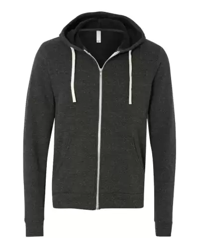 BELLA + CANVAS 3909 Unisex Triblend Sponge Fleece Full-Zip Hoodie Sweatshirt 2 Pack