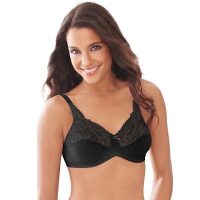 Lilyette by Bali Tailored Minimizer Bra With Lace Trim