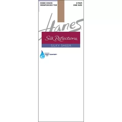 Hanes Silk Reflections Silky Sheer Knee Highs with Reinforced Toe 2-Pack