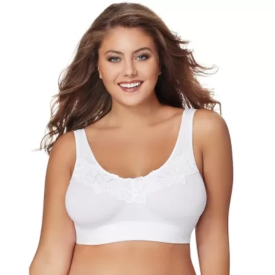Just My Size Pure Comfort Wirefree Bra with Lace Trim & Back Close