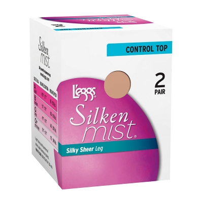Leggs Silken Mist Control Top Panty Hose Sheer Toe 2 Pair Pack