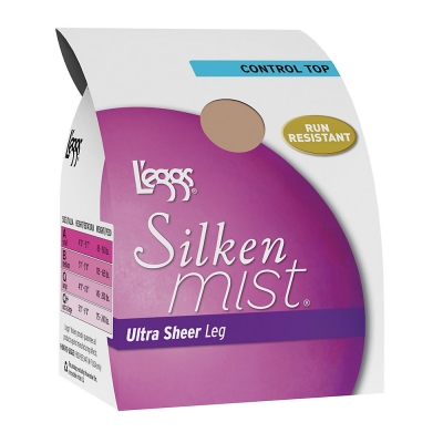 Leggs Silken Mist Ultra Sheer with Run Resist Technology, Control Top Sheer Toe Pantyhose, 1-Pack