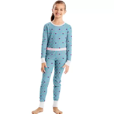 Hanes X-Temp 153 Girls Organic Cotton Printed Thermal Set