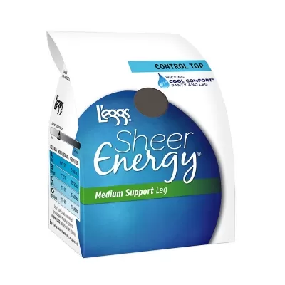 Leggs Sheer Energy Control Top 44 Reinforced Toe Pantyhose 6-Pack