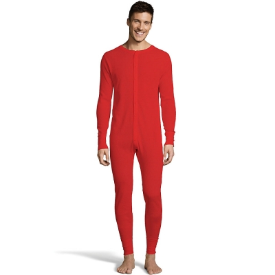 Hanes Mens Solid Waffle Knit Thermal Union Suit