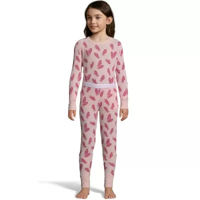 Hanes Girls Print Waffle Knit Thermal Set