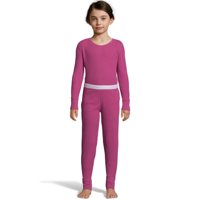 Hanes Girls Solid Waffle Knit Thermal Set