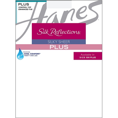 Hanes Silk Reflections Plus Sheer Control Top Enhanced Toe Pantyhose