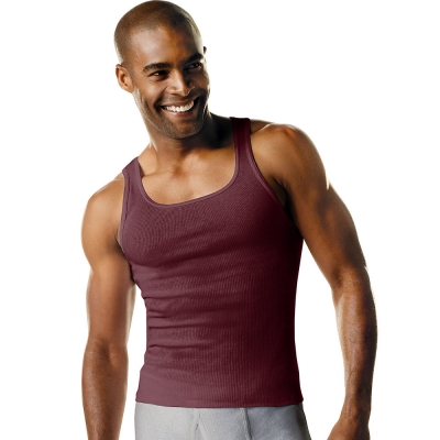 Hanes Mens TAGLESS Ribbed A-Shirt 4-Pack