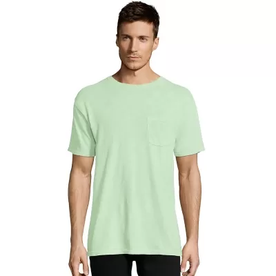 Hanes Mens 1901 Heritage Dyed Tall Short Sleeve Crewneck Pocket Tee