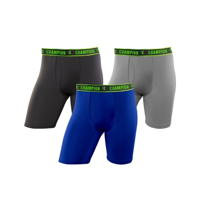 Champion Mens Active Performance Long Leg Boxer Brief 3-Pack