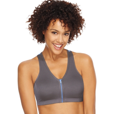 Hanes ComfortFlex Fit Easy On Zip Front Wirefree Sports Bra