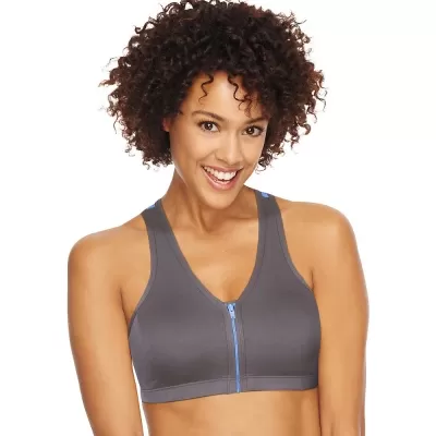 Hanes ComfortFlex Fit Easy On Zip Front Wirefree Sports Bra