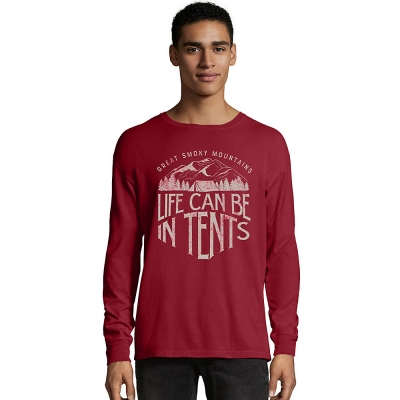 Hanes ComfortWash Life in Tents National Park Graphic Long Sleeve Tee