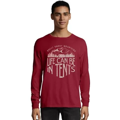Hanes ComfortWash Life in Tents National Park Graphic Long Sleeve Tee