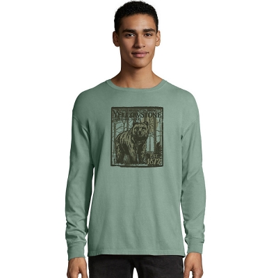 Hanes ComfortWash Yellowstone National Park Graphic Long Sleeve Tee