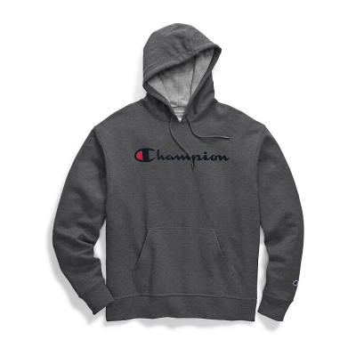 Champion Mens Powerblend Pullover Hoodie, Script Logo