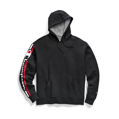 Champion Mens Powerblend Fleece Pullover Hoodie, Vertical Logo