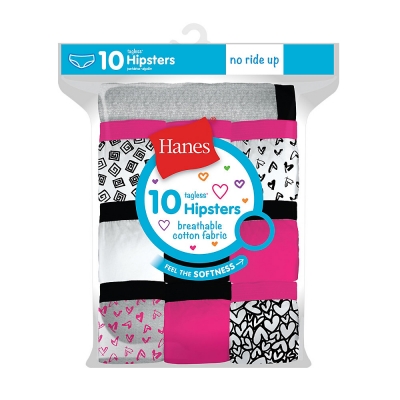 Hanes Girls Cotton Hipsters 10-Pack