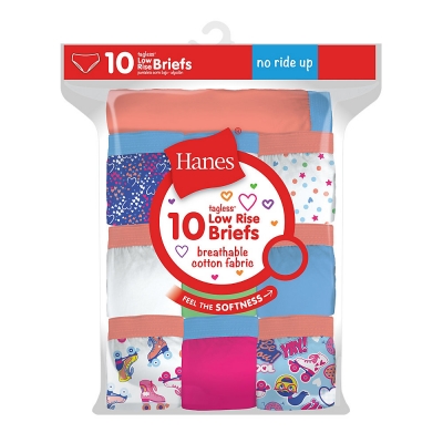 Hanes Girls Tagless Low Rise Briefs P10