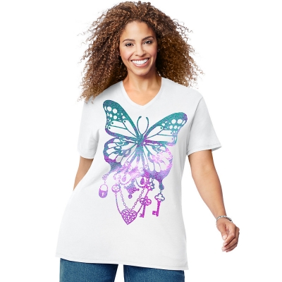 JMS Bedecked Butterfly Short Sleeve Graphic Tee