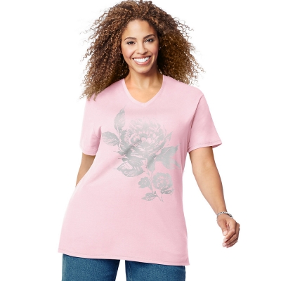 JMS Simple Floral Short Sleeve Graphic Tee