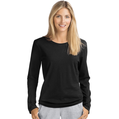 Hanes Womens Long-Sleeve Crewneck T-Shirt