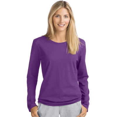 Hanes Womens Long-Sleeve Crewneck T-Shirt