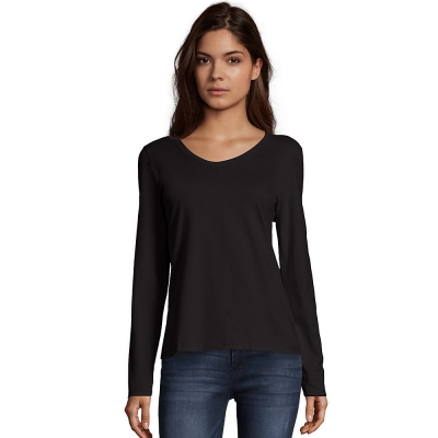 Hanes Womens Long-Sleeve V-Neck T-Shirt