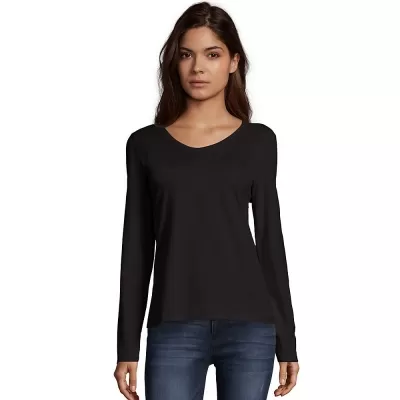 Hanes Womens Long-Sleeve V-Neck T-Shirt