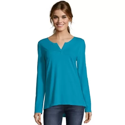 Womens Hanes Lightweight Split Neck Tunic