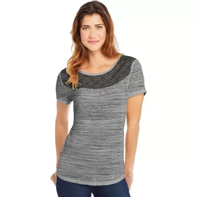 Hanes Womens Peasant Top with Lace Trim