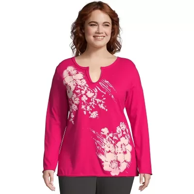 JMS Split Neck Long Sleeve Graphic Tee