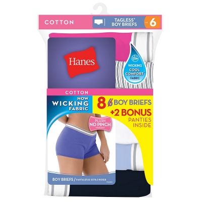 Hanes Womens Cool Comfort Sporty Boy Brief P6+2 free (Bonus Pack)