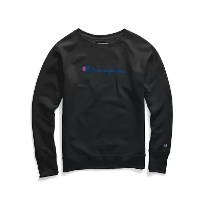 Champion Womens Powerblend Fleece Boyfriend Crew, Script Logo