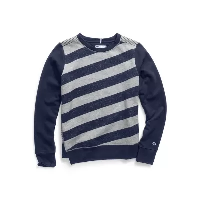 Champion Women Heritage Fleece Asymmetrical Stripe Crew