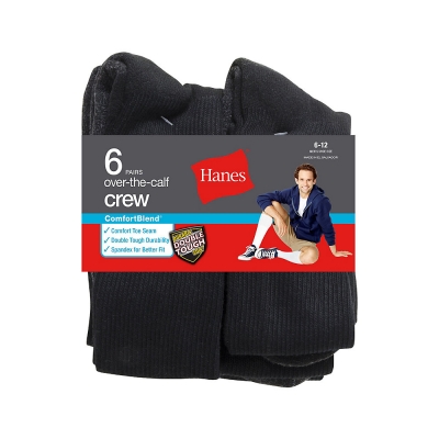Hanes ComfortBlend Over-the-Calf Crew Socks 6-Pack