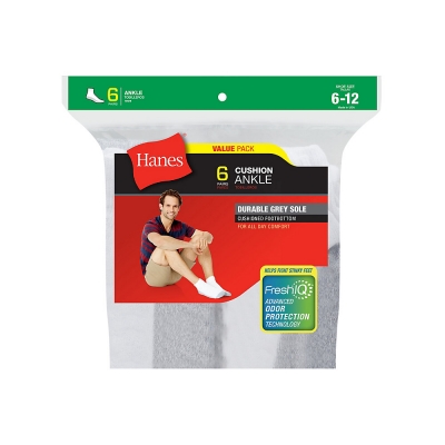 Hanes Men's Cushion Ankle Socks 6-Pack