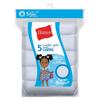Hanes Ultimate TAGLESS Cotton Stretch Toddler Girls' Cami White 5-Pack