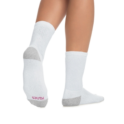 Hanes Cushioned Women's Crew Athletic Socks Extended Size 10-Pack
