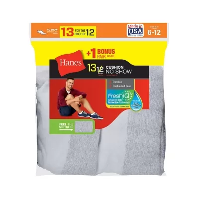 Hanes Men's Cushion No-Show Socks 13-Pack 