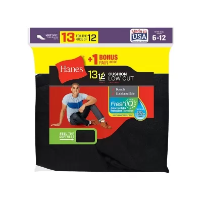 Hanes Men's Cushion Low Cut Socks 13-Pack 
