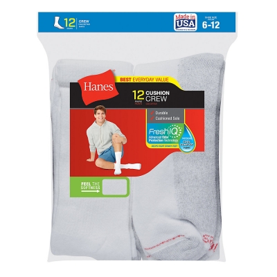 Hanes Men's Crew Socks, 12-Pack