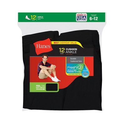 Hanes Men's Ankle Socks 12-Pack 