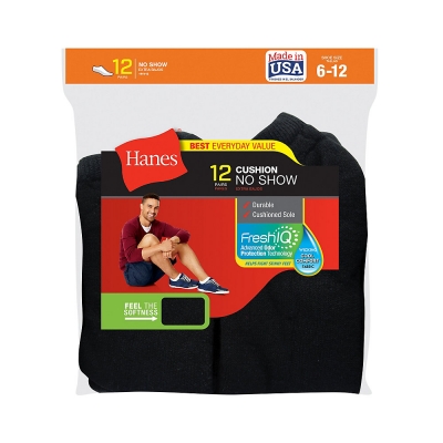 Hanes Men's No-Show Socks 12-Pack