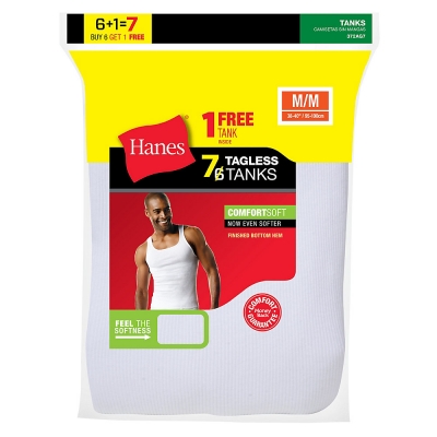 Hanes Men's TAGLESS ComfortSoft A-Shirt 7-Pack 