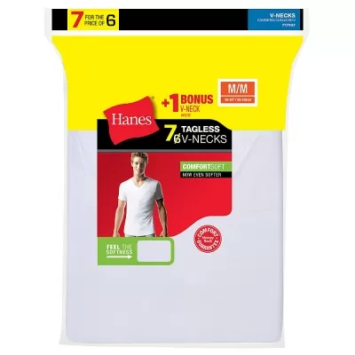 Hanes Men's TAGLESS V-Neck Undershirt 7-Pack 