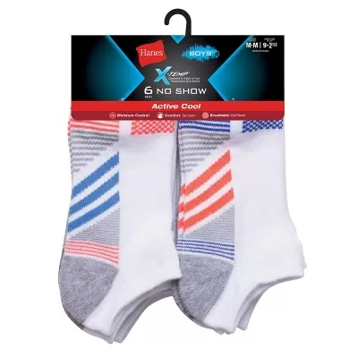 Hanes Boys X-Temp Active Cool No Show 6-Pack