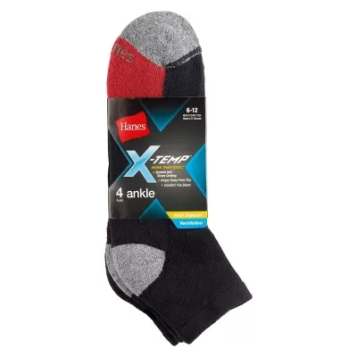 Hanes Men's X-Temp Active Cool Ankle 4-Pack